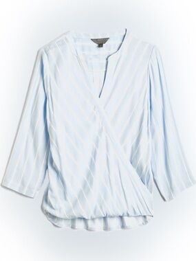 41 Hawthorn Pale Blue Striped Faux-Wrap Blouse